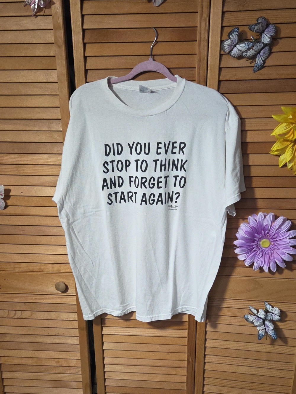 White Graphic Unisex Crewneck Tee with Black Text